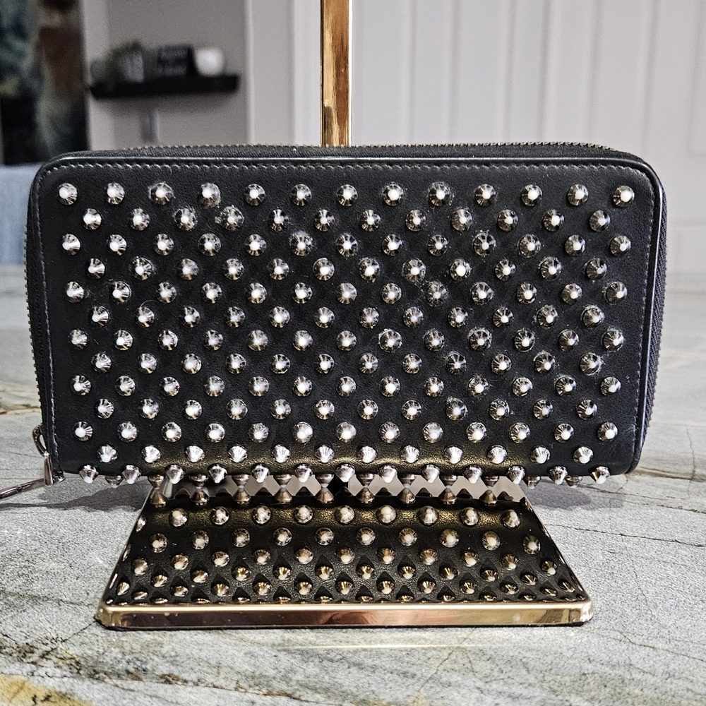 Christian Louboutin Studded Black Wallet with Silver Accents - Picture 3 of 17